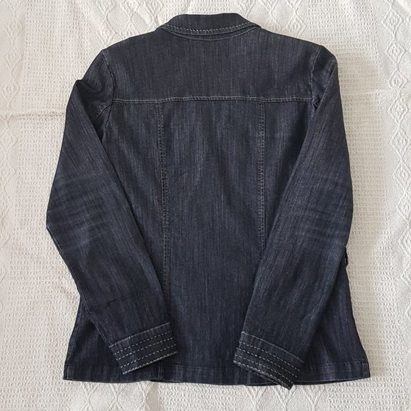 LOIS DENIM Jean Jacket Blazer Small US S Stretch Denim Dark Wash - Picture 7 of 11